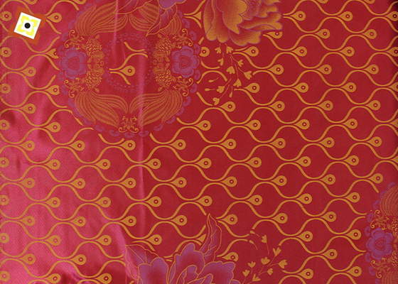 Polyester Red Printed Warp Rajutan Fabric 110gsm Untuk Sofa Kasur