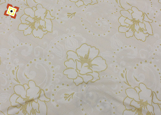 Woven 100 Polyester Mattress Quilting Fabric Warp Rajutan Pola Cetak Berlapis Emas