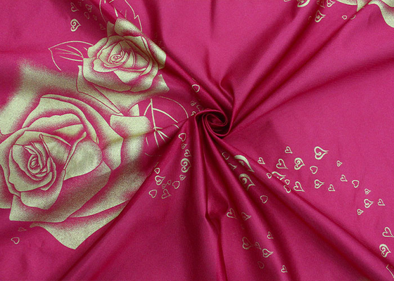 100% polyester warp rajutan dicetak bubuk emas kain kasur mawar besar