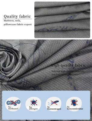 260gsm Kasur Quilting Fabric Linen Abu-abu Polyester Rajutan Kain Pelindung Jacquard