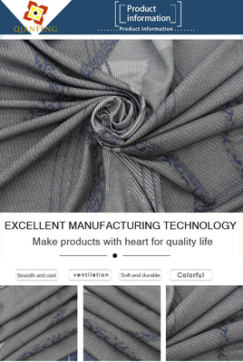 260gsm Kasur Quilting Fabric Linen Abu-abu Polyester Rajutan Kain Pelindung Jacquard
